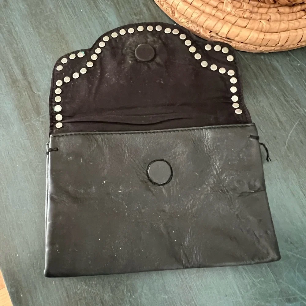 Free People Studded Black Leather Belt Bag. Soft leather
